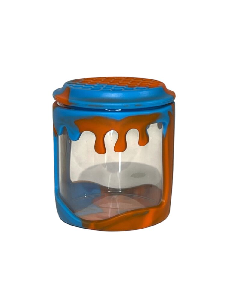 Pote de vidro com silicone